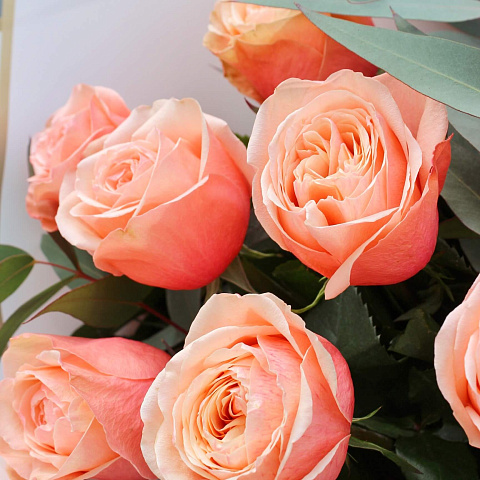 Букеты из персиковых роз: Букет из 9 пионовидных роз Кахала