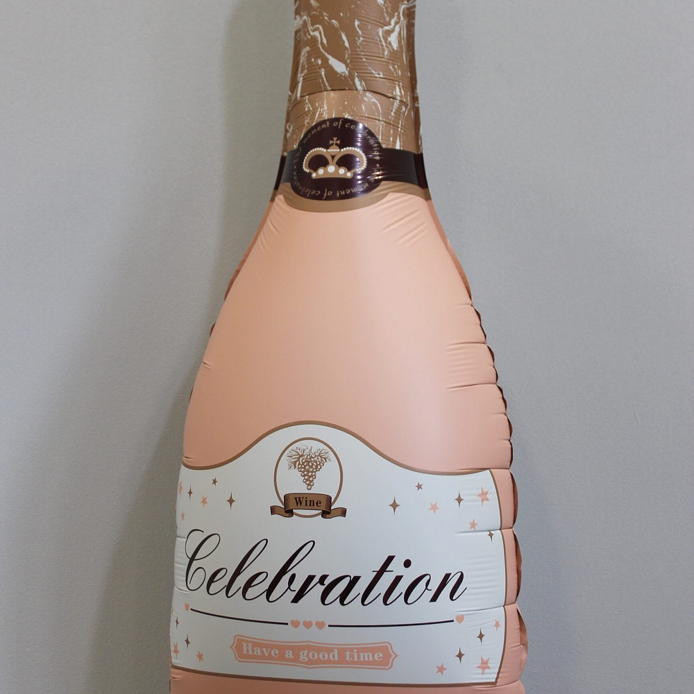 Шар Бутылка шампанского Розовый Сатин