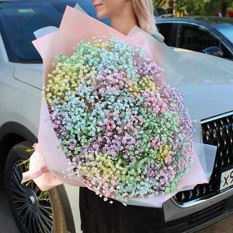 Букет из радужной гипсофилы "Слезы единорога" - изображение 2