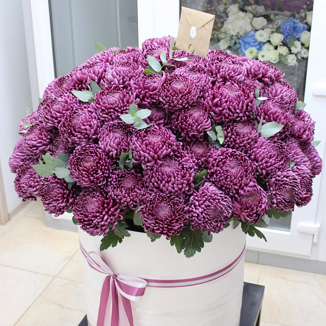 101 хризантема Бигуди в шляпной коробке - изображение 2