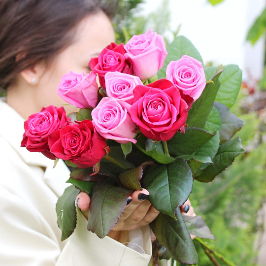 Букет из 9 роз микс 50 см