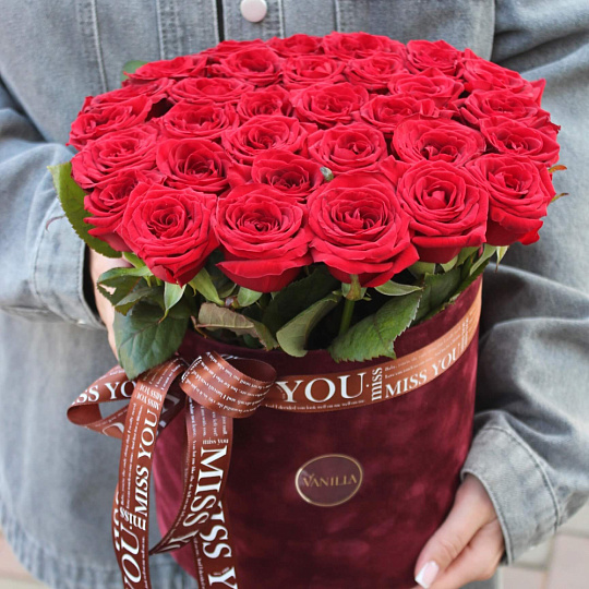 31 роза в шляпной коробке - изображение 2