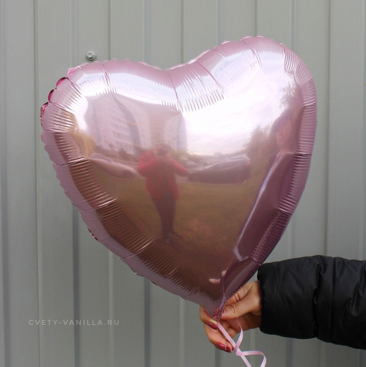 Шар сердце розовое золото