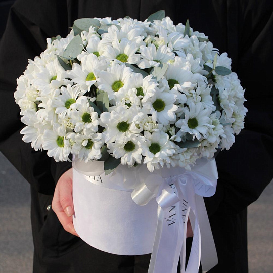 Белые хризантемы в цилиндре - изображение 2