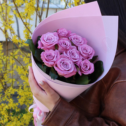 Букет из 9 розовых роз 60 см - изображение 2