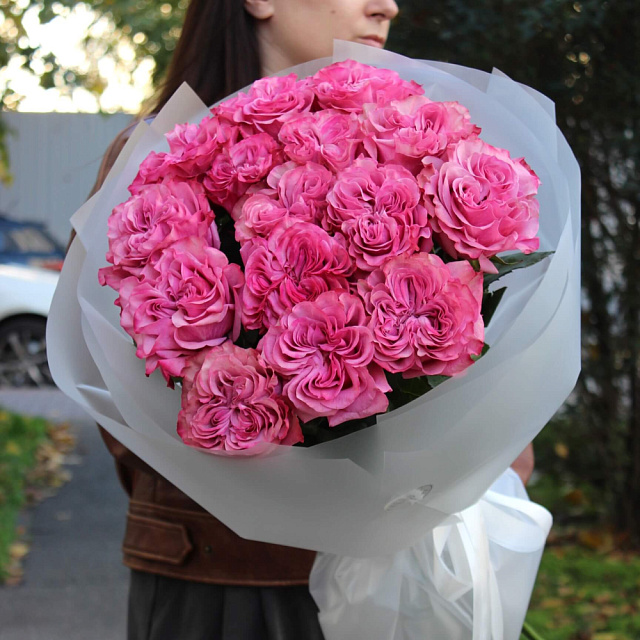 Букет из 15 пионовидных роз "Pink" - изображение 2