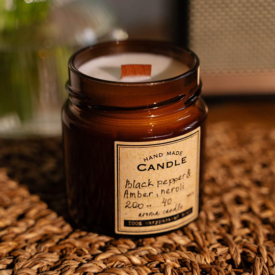 Аромасвеча ручной работы 200 мл аромата "Черного перца" - изображение 2