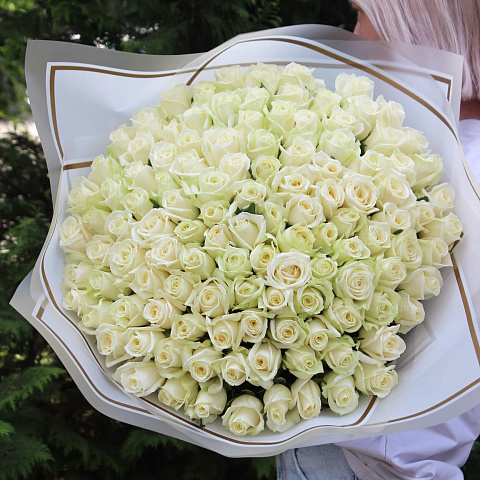 Монобукеты  цветов с доставкой: Букет из 101 белой розы 50 см