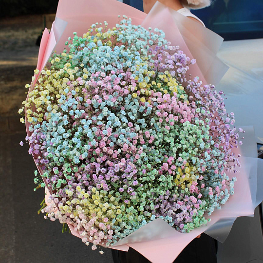 Букет из радужной гипсофилы "Слезы единорога"
