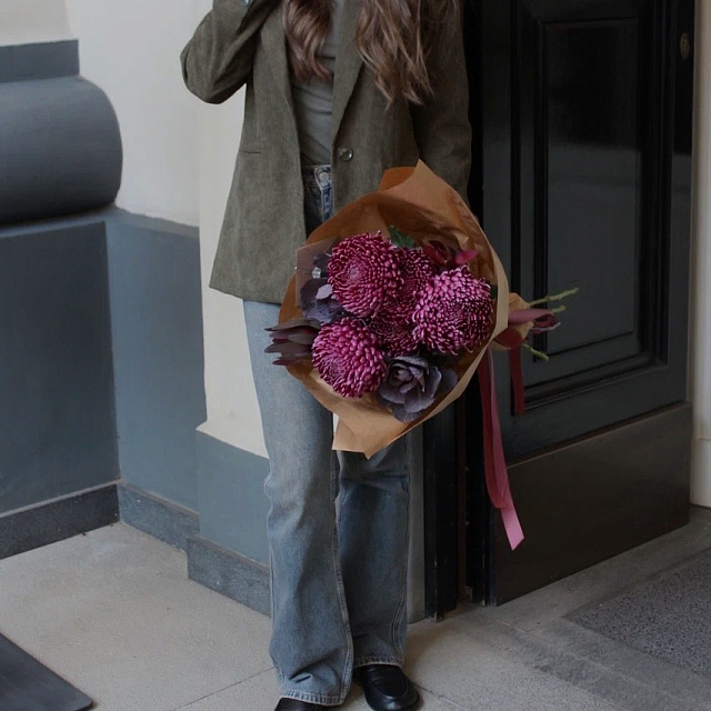 Букеты из хризантем: Букет из хризантем Бигуди small