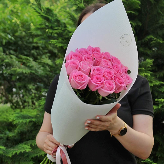 Букет из 19 розовых роз 70 см - изображение 2