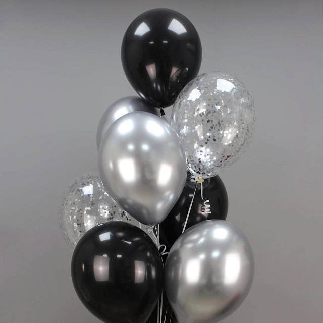 Набор шаров в черно- серебряной гамме - изображение 2