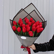 25 красных тюльпанов