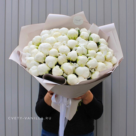 Букет из 51 белого пиона - изображение 2