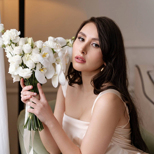 Букет с диантусами и орхидеей "Незабываемый День" - изображение 2