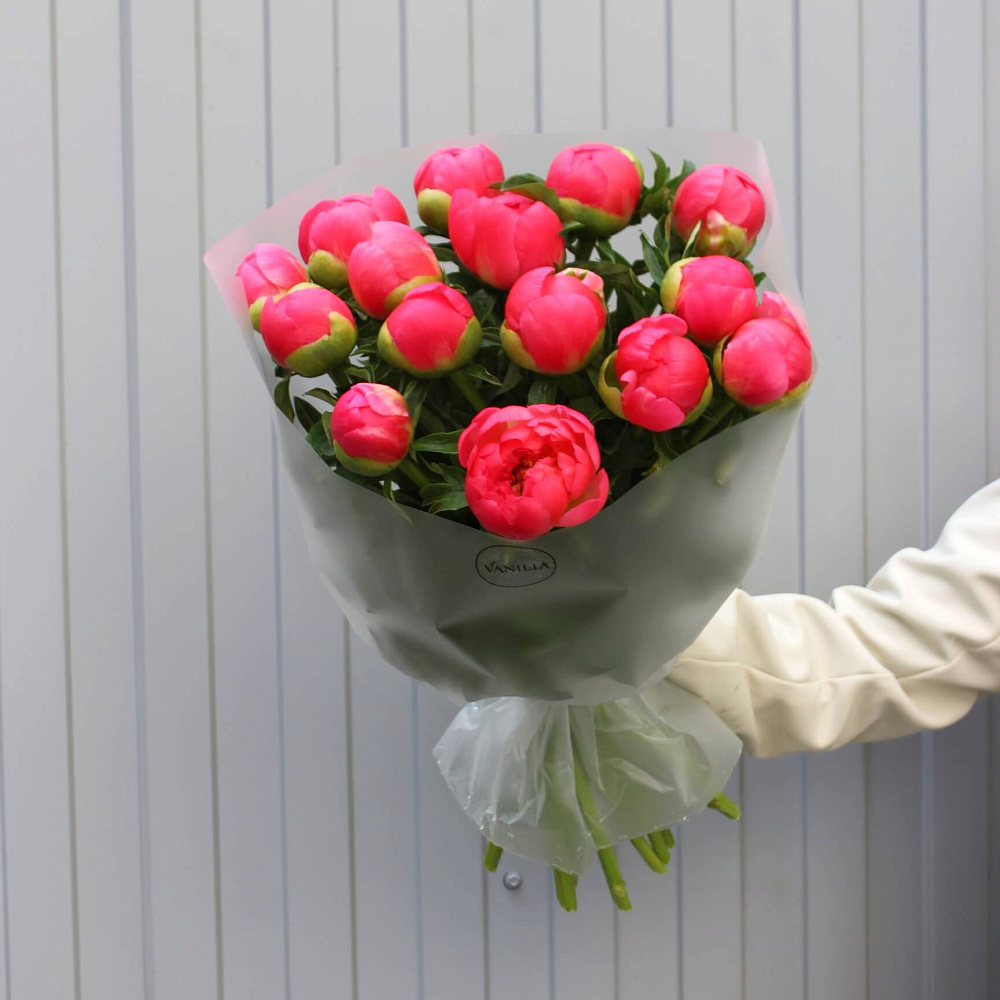 Букет из 15 пионов Coral Charm