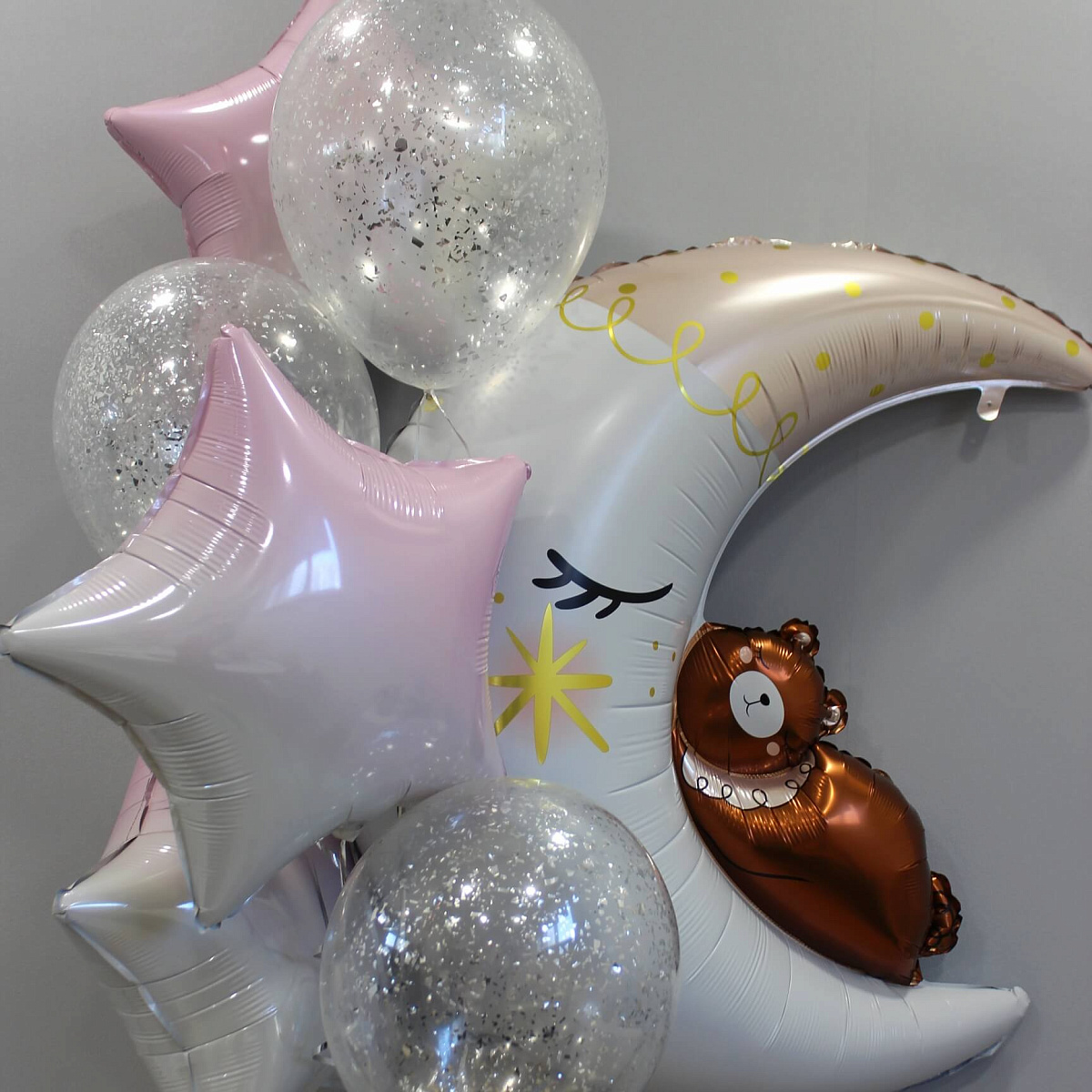 Связка шаров на выписку «Полумесяц»