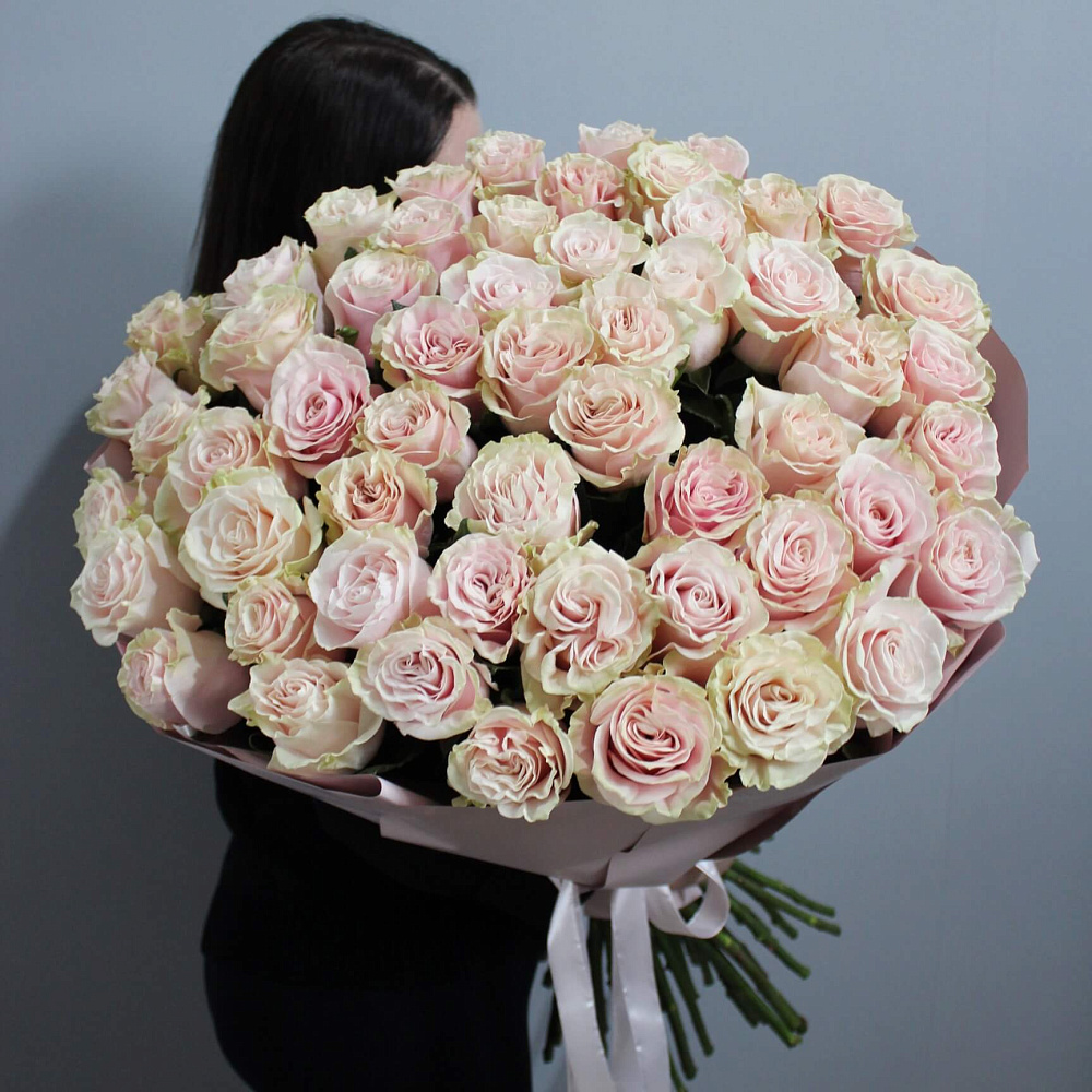 Букет из 55 роз Пинк Мондиаль 80 см