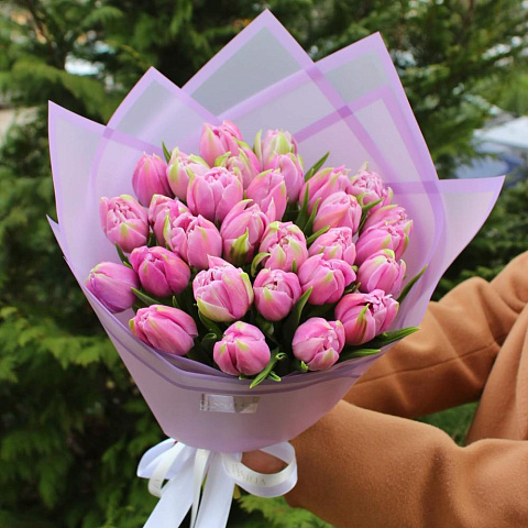 Букет из 29 пионовидных тюльпанов - изображение 2