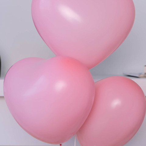 Воздушные шарики с гелием: Связка из 3х шаров сердец "Пинк"