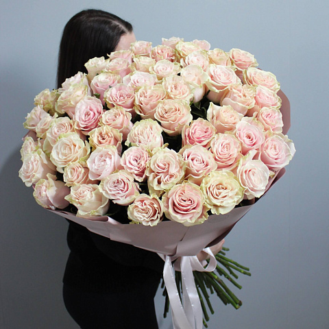 Букет из 55 роз Пинк Мондиаль 80 см - изображение 2