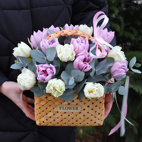 Корзина с тюльпанами ''Для нее" - изображение 2