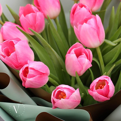 Монобукеты  цветов с доставкой: Букет из 29 розовых тюльпанов