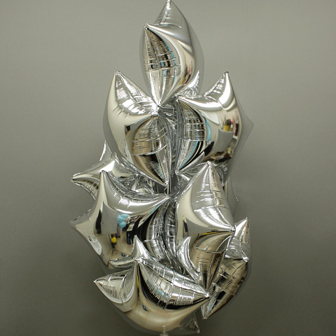 Связка из 11 шаров звезд "Серебро" - изображение 2