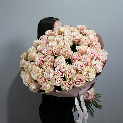 Букет из 55 роз Пинк Мондиаль 80 см