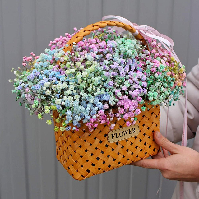 Корзина с гипсофилой "Радуга" - изображение 2