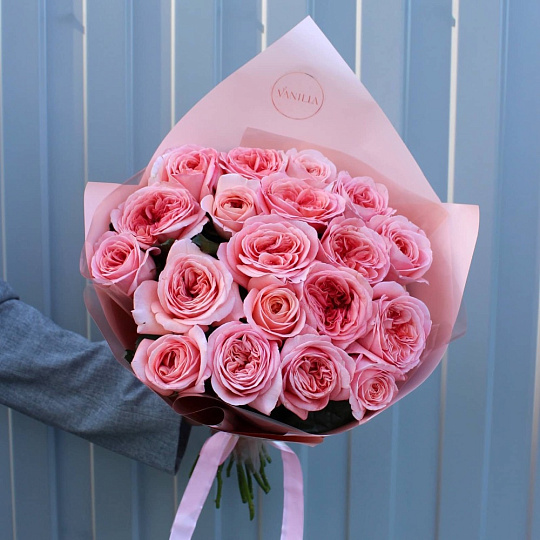 Букет из 19 пионовидных роз Лондон Ай 50 см - изображение 2