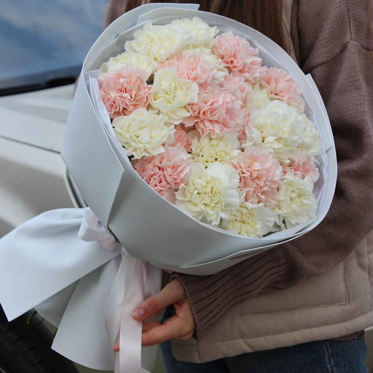 Букет из нежных диантусов «Пломбир»