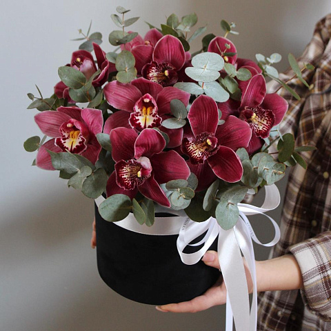 цветы в шляпной коробке "орхидея" - изображение 2