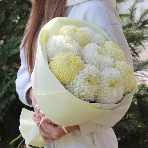 Нежный микс хризантем «Лайм» - изображение 2