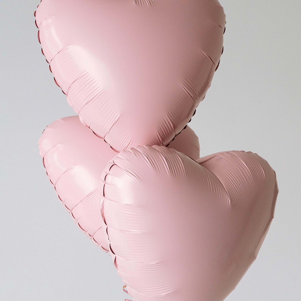 Набор из 3х шаров сердец Пыльная Роза