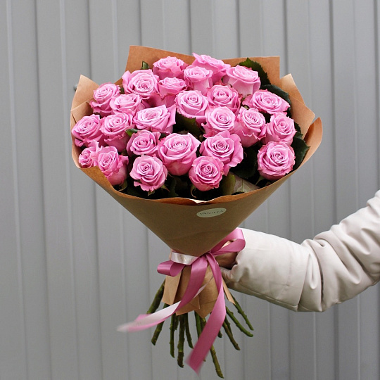 Букет из 25 сиреневых роз 50 см - изображение 2