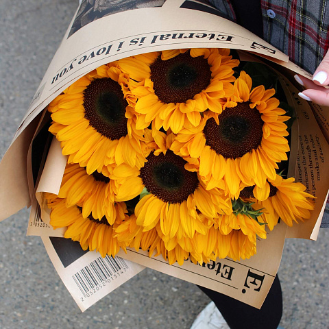 Букеты из различных цветов: Подсолнухи "Лето"