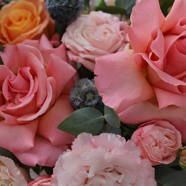 Цветы: шляпная коробка "осенний бархат"