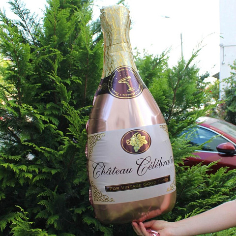 Шар фигура Бутылка шампанского цвета Розовое золото - изображение 2