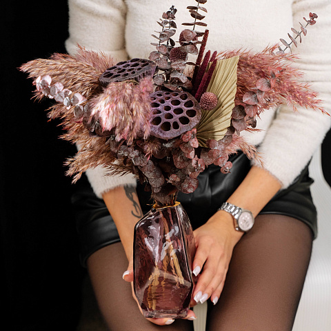 Цветы премиум-класса: Композиция с сухоцветами в вазе