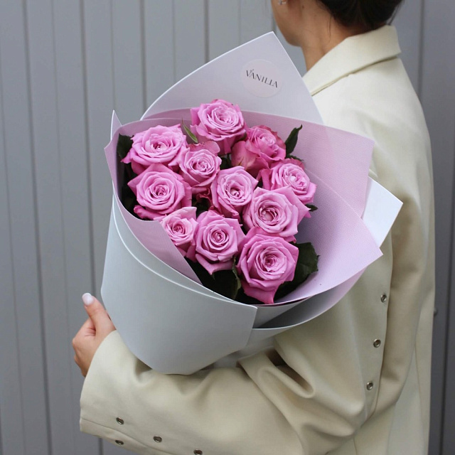 Букет из 11 розовых роз 40 см - изображение 2