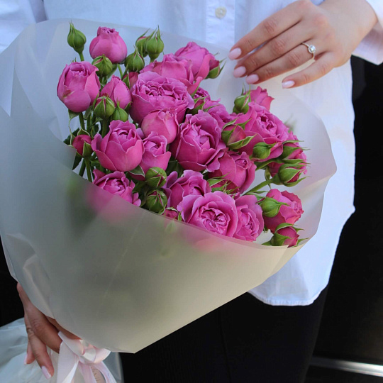 Букет из 5 веток пионовидной розы Мисти Баблс - изображение 2