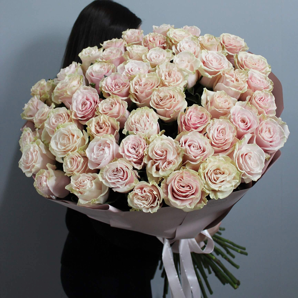 Букет из 55 роз Пинк Мондиаль 80 см