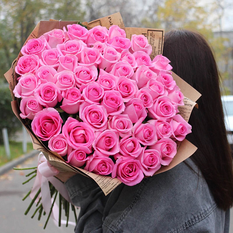 Розовые розы: Букет из 51 розы Revival 60 см