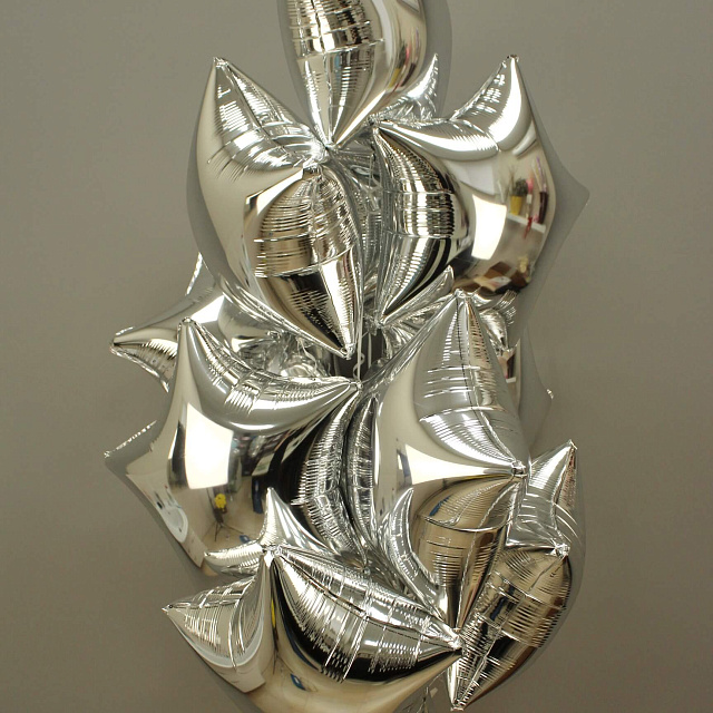 Шары на день рождения для мужчины: Связка из 11 шаров звезд "Серебро"