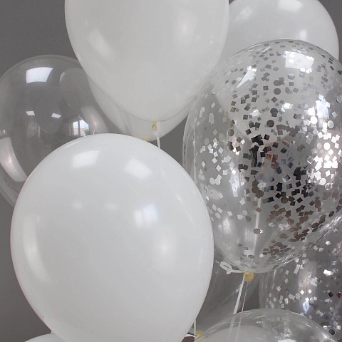 Воздушные шары на свадьбу: Шары в бело-серебряной гамме