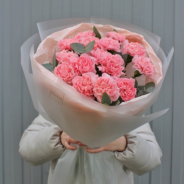 Нежный букет из розовых гвоздик - изображение 2