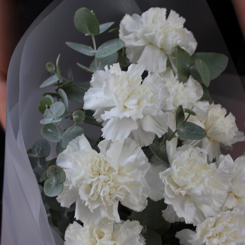 Букет из белых гвоздик