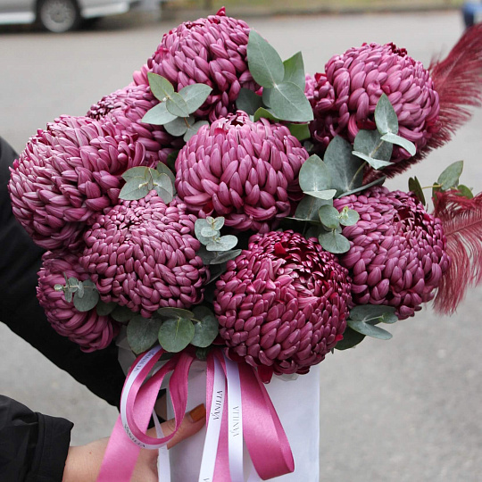 бокс из хризантем бигуди перпл