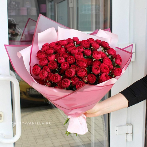 Букет пионовидной розы Марун "Red" 50 см - изображение 2